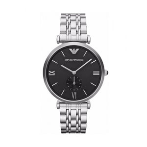Emporio Armani Retro Black Dial Silver Steel Strap Watch For Men - AR1676 Buy Now By Emporio Armani