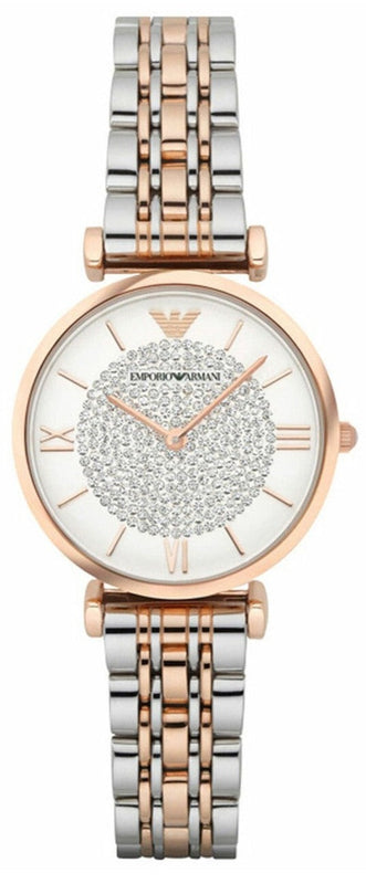 Emporio Armani Gianni T Bar Quartz White Dial Two Tone Steel Strap Watch For Women - AR80035 Buy Now By Emporio Armani