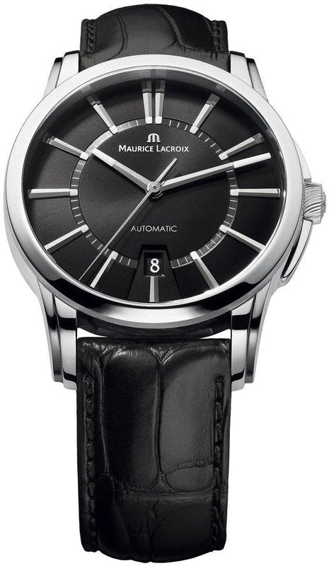 Maurice Lacroix Pontos Date Automatic Black Dial Black Leather Strap Watch For Men - PT6148-SS001-330 Buy Now By Maurice Lacroix