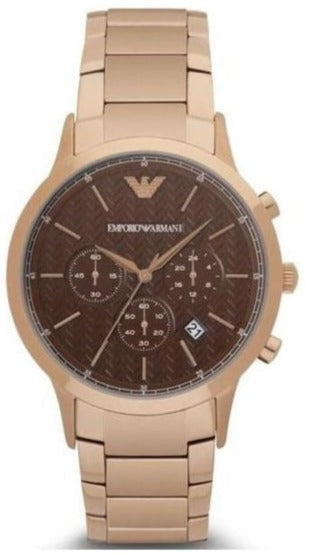 Emporio Armani Renato Chronograph Brown Dial Rose Gold Steel Strap Watch For Men - AR2504 Buy Now By Emporio Armani
