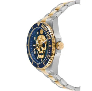 Philipp Plein The $kull Diver Blue Dial Two Tone Steel Strap Watch For Men- PWOAA0722 Authentic Buy Shop Now