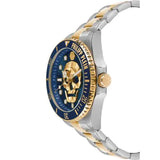 Philipp Plein The $kull Diver Blue Dial Two Tone Steel Strap Watch For Men- PWOAA0722 Authentic Buy Shop Now