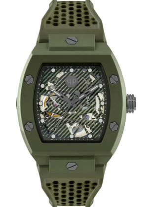 Philipp Plein The Skeleton Green Dial Green Silicone Strap Watch for Men- PWVBA0223 Authentic Buy Shop Now