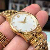 Movado Museum Classic Diamonds Mother of Pearl Dial Gold Steel Strap Watch For Women - 0606998 Buy Now By Movado