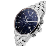 Citizen Eco Drive Chronograph Blue Dial Silver Steel Strap Watch For Men - AT2140-55L Buy Now By Citizen
