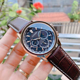 Citizen Eco Drive Calendrier Black Dial Brown Leather StrapWatch For Men - BU2023-12E Buy Now By Citizen