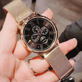 Guess Delancy Black Dial Gold Mesh Bracelet Watch for Men - W0871G2 Buy Now By Guess