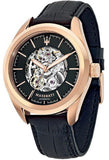 Maserati Traguardo Automatic Black Skeleton Dial Black Leather Strap Watch For Men - R8821112001 Buy Now By Maserati
