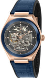 Maserati Triconic Skeleton Black Dial Blue Leather Strap Watch For Men - R8821139001