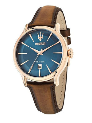 Maserati Epoca Blue Dial Brown Leather Strap Watch For Men - R8851118001 Buy Now By Maserati