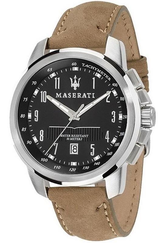 Maserati Successo Black Dial Beige Leather Strap Watch For Men - R8851121004 Buy Now By Maserati