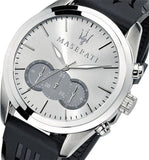 Maserati Traguardo Chronograph Silver Dial Black Rubber Strap Watch for Men - R8871612012 Buy Now By Maserati