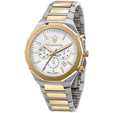 Maserati Stile Chronograph White Dial Two Tone Steel Strap Watch For Men - R8873642009 Buy Now By Maserati