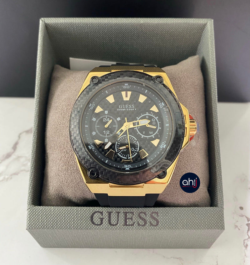 Guess Legacy Black Dial Black Rubber Strap Watch for Men - W1049G5 Buy Now By Guess