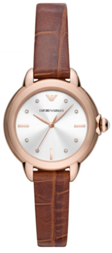 Emporio Armani Mia Quartz Silver Dial Brown Leather Strap Watch For Women - AR11525 Buy Now By Emporio Armani