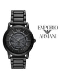 Emporio Armani Meccanico Skeleton Black Dial Black Steel Strap Watch For Men - AR60045 Buy Now By Emporio Armani