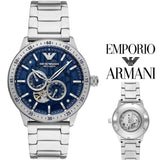 Emporio Armani Mario Chronograph Automatic Blue Dial Silver Steel Strap Watch For Men - AR60052 Buy Now By Emporio Armani