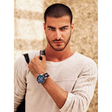 Guess Pinnacle Chronograph Quartz Blue Dial Black Leather Strap Watch For Men - W0673G4 Buy Now By Guess