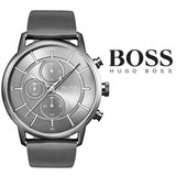 Hugo Boss Architectural Grey Dial Grey Leather Strap Watch for Men - 1513570 Buy Now By Hugo Boss