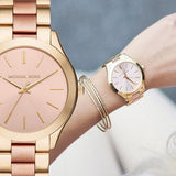 Michael Kors Slim Runway Pink Dial Two Tone Steel Strap Watch for Women - MK3493 Buy Now By Michael Kors
