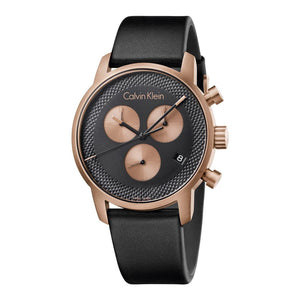 Calvin Klein City Chronograph Black Dial Black Leather Strap Watch for Men - K2G17TC1 Buy Now By Calvin Klein