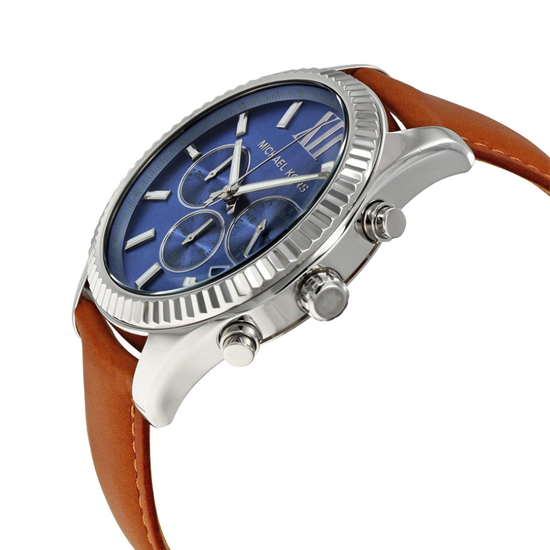 Michael Kors Lexington Chronograph Blue Dial Brown Leather Strap Watch For Men - MK8537 Buy Now By Michael Kors