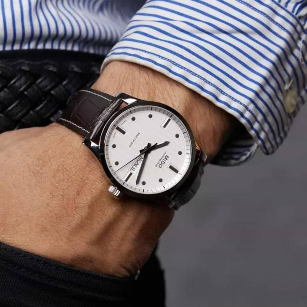 Mido Multifort Automatic Silver Dial Black Leather Strap Watch For Men - M005.430.16.031.80 Buy Now By Mido
