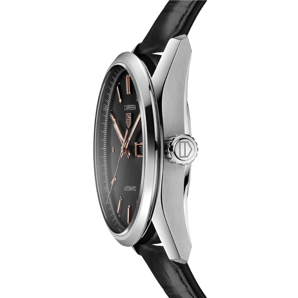 Tag Heuer Carrera Day Date Black Dial Black Leather Strap Watch for Men - WBN2013.FC6503 Buy Now By Tag Heuer