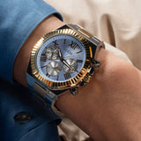 Guess Equity Analog Blue Dial Two Tone Steel Strap Watch For Men - GW0703G3 Buy Now By Guess