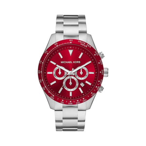 Michael Kors Layton Chronograph Red Dial Silver Steel Strap Watch For Men - MK8822 Buy Now By Michael Kors