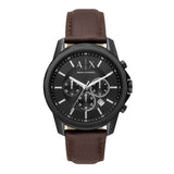 Armani Exchange Outerbanks Chronograph Black Dial Brown Leather Strap Watch For Men - AX1732 Buy Now By Armani Exchange