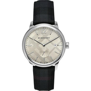 Burberry Classic Round Cream Dial Black Leather Strap Watch for Men - BU10008 Buy Now By Burberry