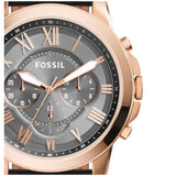 Fossil Grant Chronograph Grey Dial Black Leather Strap Watch for Men - FS5085 Buy Now By Fossil