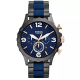 Fossil Nate Chronograph Blue Dial Two Tone Steel Strap Watch for Men - JR1494 Buy Now By Fossil