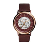 Fossil Vintage Muse Automatic Skeleton Maroon Dial Maroon Leather Strap Watch for Women - ME3137 Buy Now By Fossil