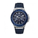 Guess Rigor Multifunction Chronograph Blue Dial Blue Leather Strap Watch For Men - W0040G7 Buy Now By Guess