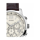 Guess Horizon Chronograph White Dial Brown Leather Strap Watch For Men - W0380G2 Buy Now By Guess