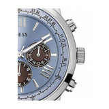 Guess Horizon Chronograph Analog Blue Dial Brown Leather Strap Watch For Men - W0380G6 Buy Now By Guess