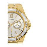 Guess Limelight Quartz Silver Dial Golden Leather Strap Watch For Women - W0775L2 Buy Now By Guess