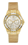 Guess Limelight Quartz Silver Dial Golden Leather Strap Watch For Women - W0775L2 Buy Now By Guess