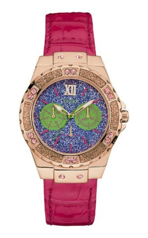 Guess Limelight Quartz Multicolor Dial Red Leather Strap Watch For Women - W0775L4 Buy Now By Guess