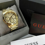 Guess Crystal Multifunction Gold Dial Gold Steel Strap Watch for Women - W0778L2 Buy Now By Guess