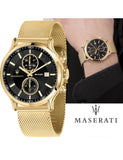 Maserati Epoca 42mm Black Dial Gold Mesh Bracelet Watch For Men - R8873618007 Buy Now By Maserati