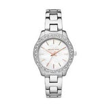 Michael Kors Liliane Three Hand Mother of Pearl White Dial Silver Steel Strap Watch For Women - MK4556 Buy Now By Michael Kors