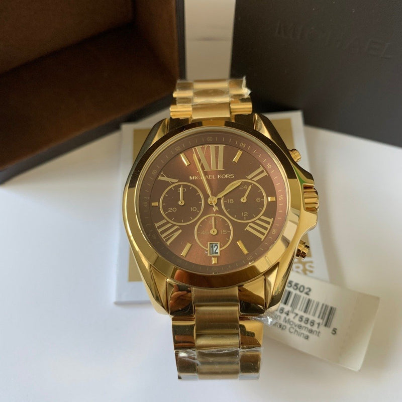 Michael Kors Bradshaw Brown Dial Gold Steel Strap Watch for Women - MK5502 Buy Now By Michael Kors