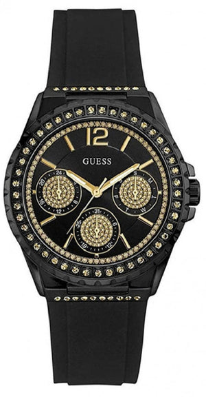 Guess Starlight Black Dial Black Rubber Strap Watch for Women - W0846L1 Buy Now By Guess