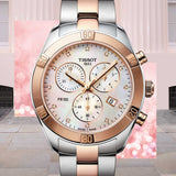 Tissot PR 100 Sport Chic Chronograph Diamonds Mother of Pearl Dial Two Tone Steel Strap Watch for Women - T101.917.22.116.00 Buy Now By Tissot