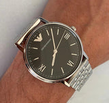 Emporio Armani Kappa Black Dial Silver Steel Strap Watch For Men - AR11152 Buy Now By Emporio Armani