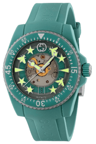 Gucci Dive Automatic Green Dial Green Rubber Strap Unisex Watch - YA136344 Buy Now By Gucci
