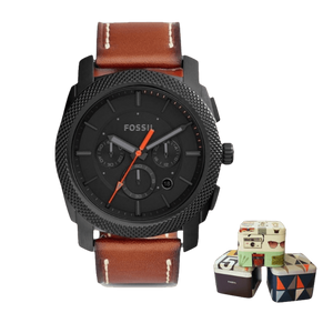 Fossil Machine Chronograph Black Dial Brown Leather Strap Watch for Men - FS5234 Buy Now By Fossil
